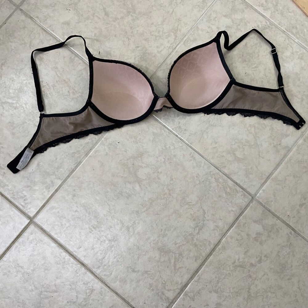 VICTORIA'S SECRET BIOFIT DEMI UPLIFT UNDERWIRE BRA SZ 34C Tan /BLACK LACE - Picture 4 of 9